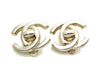 Authentic vintage Chanel earrings silver turnlock CC clip on