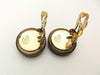 Authentic vintage Chanel earrings CC black clover brown plastic round