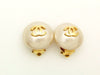 Authentic vintage Chanel earrings gold CC white pearl round classic