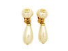 Authentic vintage Chanel earrings gold CC swing pearl drop dangle real