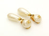 Authentic vintage Chanel earrings gold CC swing pearl drop dangle real