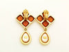 Authentic vintage Chanel earrings CC orange stone pearl drop dangle