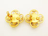 Authentic vintage Chanel earrings gold CC red stone flower large real