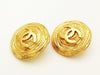 Authentic vintage Chanel earrings gold CC logo large round double C