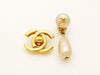 Authentic vintage Chanel earrings CC logo white pearl drop dangle