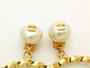 Authentic vintage Chanel earrings CC logo pearl twisted hoop dangle
