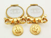 Authentic vintage Chanel earrings CC mirror COCO medal ribbon dangle