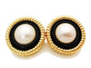 Authentic vintage Chanel earrings gold black white pearl large round