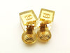 Authentic vintage Chanel earrings gold CC No.5 clear cube dangle real