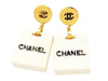Authentic vintage Chanel earrings CC logo white bag dangle jewelry