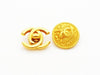 Authentic vintage Chanel earrings gold CC logo clip on classic jewelry
