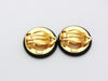 Authentic vintage Chanel earrings gold CC logo black round jewelry