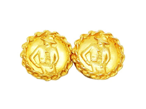 Authentic vintage Chanel earrings gold COCO round classic jewelry