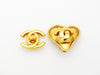 Authentic vintage Chanel earrings gold CC logo heart jewelry for sale