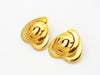Authentic vintage Chanel earrings gold CC logo swirl heart jewelry