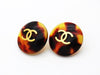Authentic vintage Chanel earrings gold CC logo tortoiseshell round