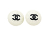 Authentic vintage Chanel earrings black CC white plastic round jewelry