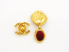 Authentic vintage Chanel earrings gold COCO red stone dangle earring