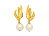 Authentic vintage Chanel earrings gold CC logo rice ear pearl dangle