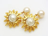 Authentic vintage Chanel earrings gold sun white pearl dangle jewelry