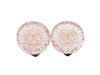 Authentic vintage Chanel earrings CC clear pink silver lame round