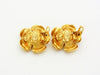 Authentic vintage Chanel earrings gold camellia CC logo jewelry real