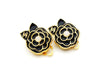 Authentic vintage Chanel earrings CC black camellia pearl classic
