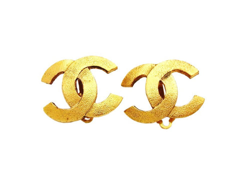 Authentic vintage Chanel earrings gold CC logo double C small