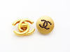 Authentic vintage Chanel earrings red rhinestone CC gold round real