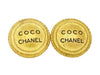 Authentic vintage Chanel earrings gold COCO logo large round jewelry