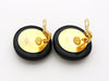 Authentic vintage Chanel earrings beige CC black plastic round real