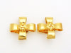 Authentic vintage Chanel earrings gold CC logo ribbon cross jewelry