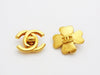 Authentic vintage Chanel earrings gold CC logo clover jewelry real