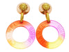 Authentic vintage Chanel earrings logo clear pink plastic hoop dangle