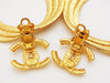 Authentic vintage Chanel earrings gold CC logo hoop dangle jewelry