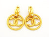 Authentic vintage Chanel earrings twisted gold CC hoop dangle 2 way