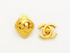 Authentic vintage Chanel earrings gold CC logo rhombus jewelry real