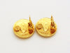Authentic vintage Chanel earrings gold lion CC logo round classic