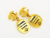 Authentic vintage Chanel earrings gold CC logo plate dangle jewelry