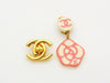 Authentic vintage Chanel earrings pink CC camellia dangle plastic real
