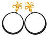 Authentic vintage Chanel earrings gold flower CC big black hoop dangle