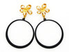 Authentic vintage Chanel earrings gold flower CC big black hoop dangle
