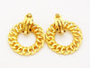 Authentic vintage Chanel earrings gold CC logo swing hoop dangle real