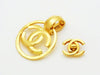 Authentic vintage Chanel earrings gold CC logo hoop dangle jewelry