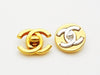 Authentic vintage Chanel earrings silver cc turnlock logo gold round