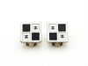 Authentic vintage Chanel earrings white black CC logo silver square