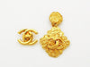 Authentic vintage Chanel earrings gold CC logo rhombus dangle jewelry