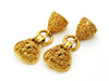 Authentic vintage Chanel earrings gold CC logo bell dangle classic