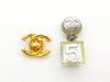 Authentic vintage Chanel earring silver CC No.5 plastic cube dangle