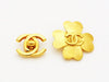 Authentic vintage Chanel earrings CC logo gold clover classic jewelry